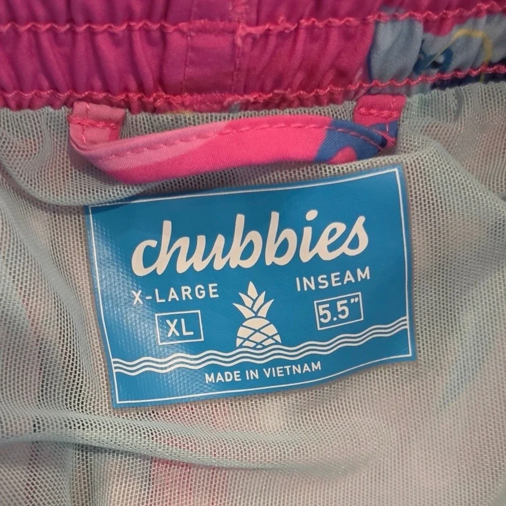 Chubbies Mens Pink Scuba Sharks Swim Trunks XL preppy coastal Beachy vacation